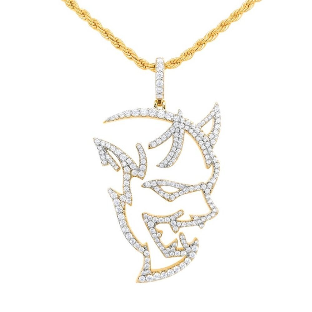 14k Iced Out Demon Pendant Charm for Men / Hip Hop